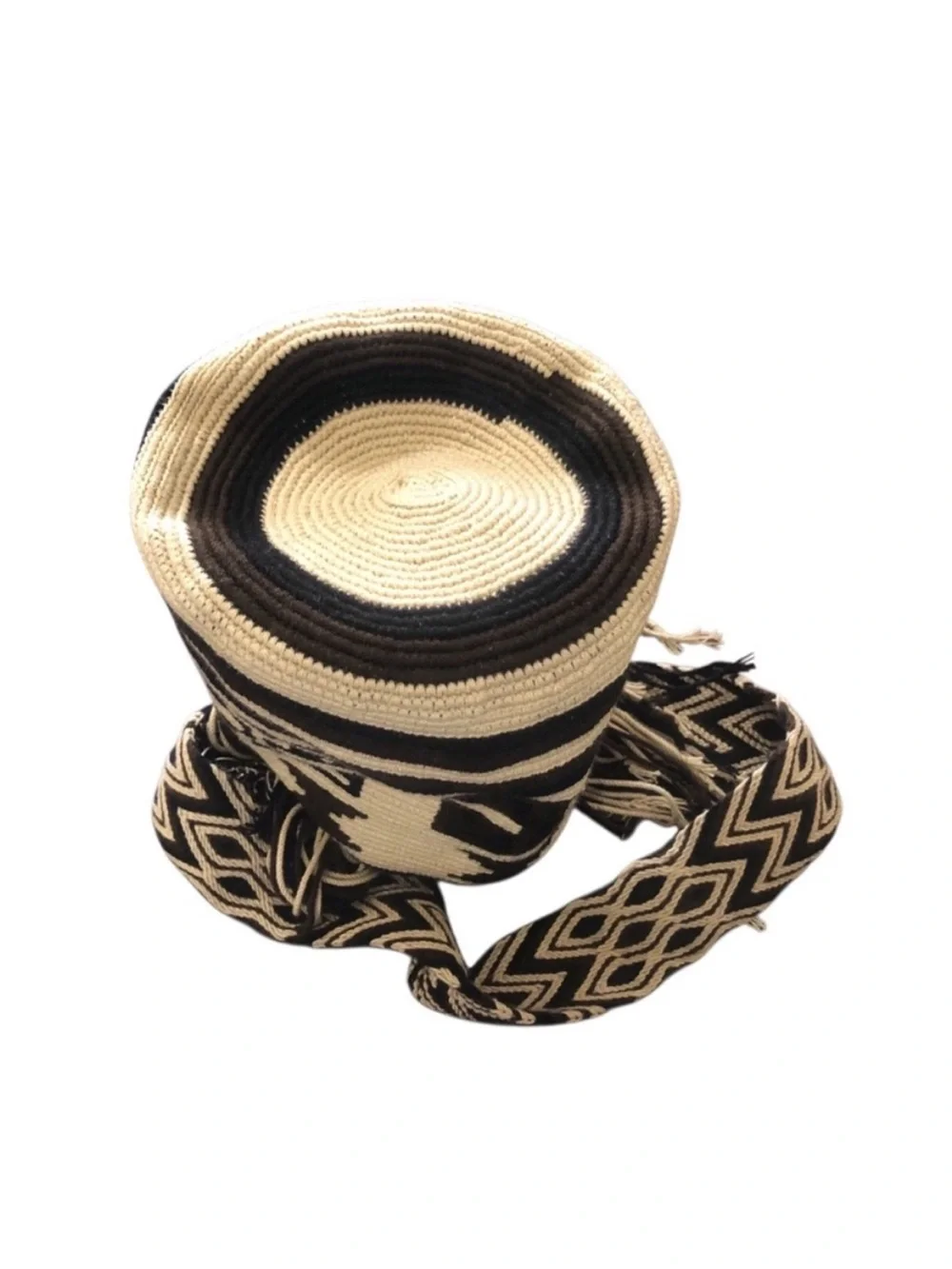 WAYUU Colombian Tribe Black Cream Woven Hobo Bag NWT SARAI WAYUU cross body XL